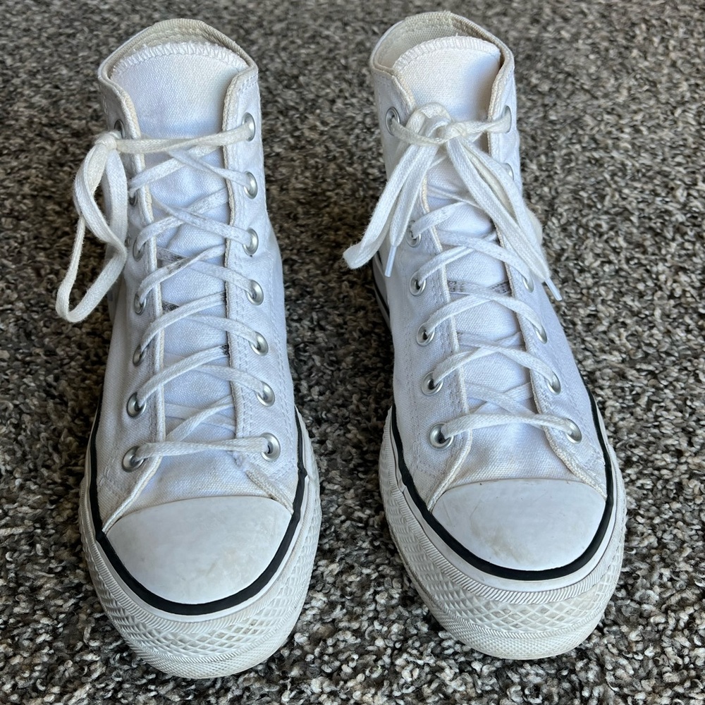 Converse Chuck Taylor Trainers Womens 8 White High Top Shoes Hipster Skater Alt - Picture 4 of 6